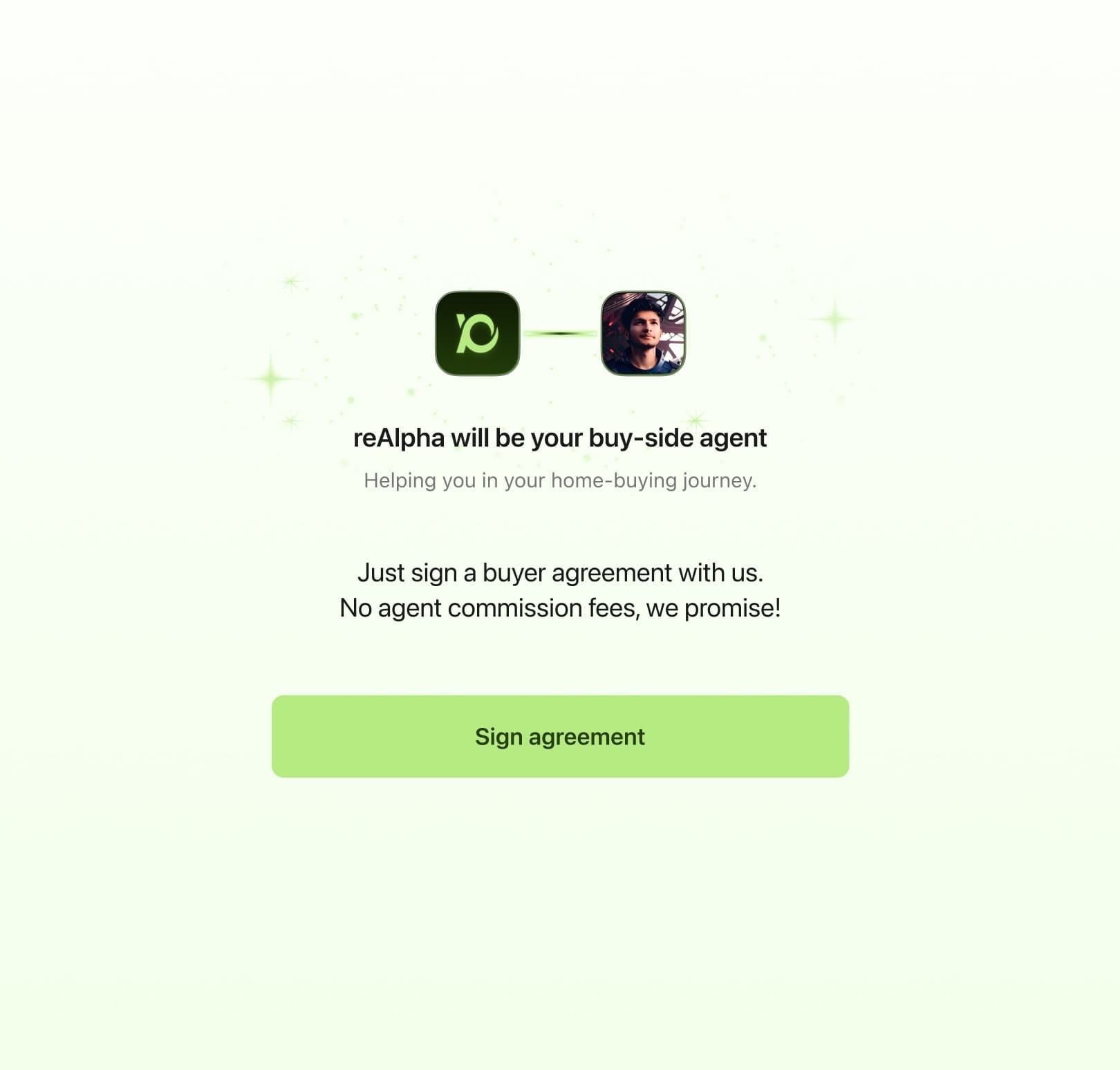 Buyer agreement signing UI in reAlpha webapp