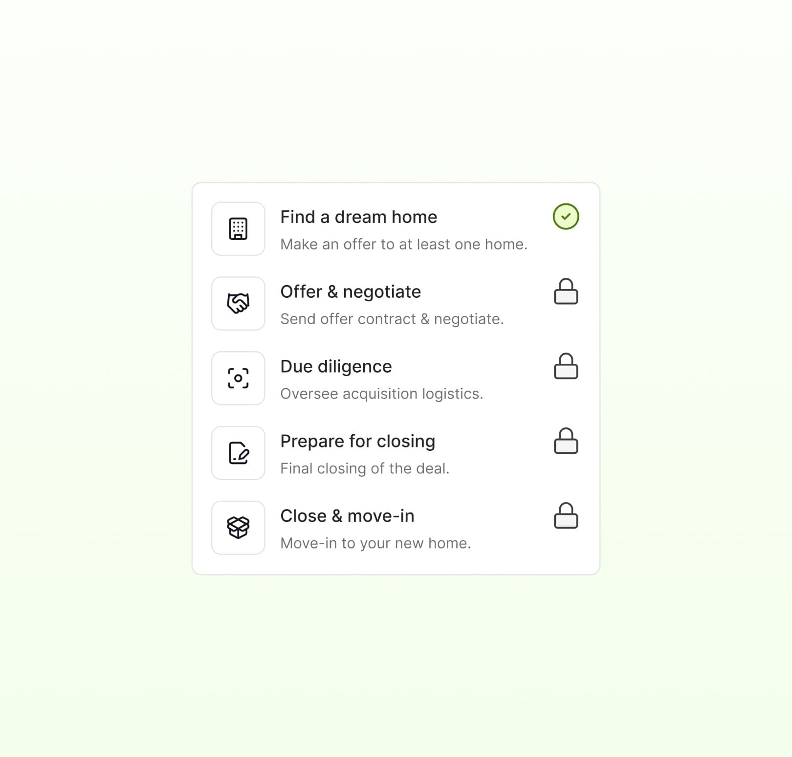 Homebuying progress UI in reAlpha webapp