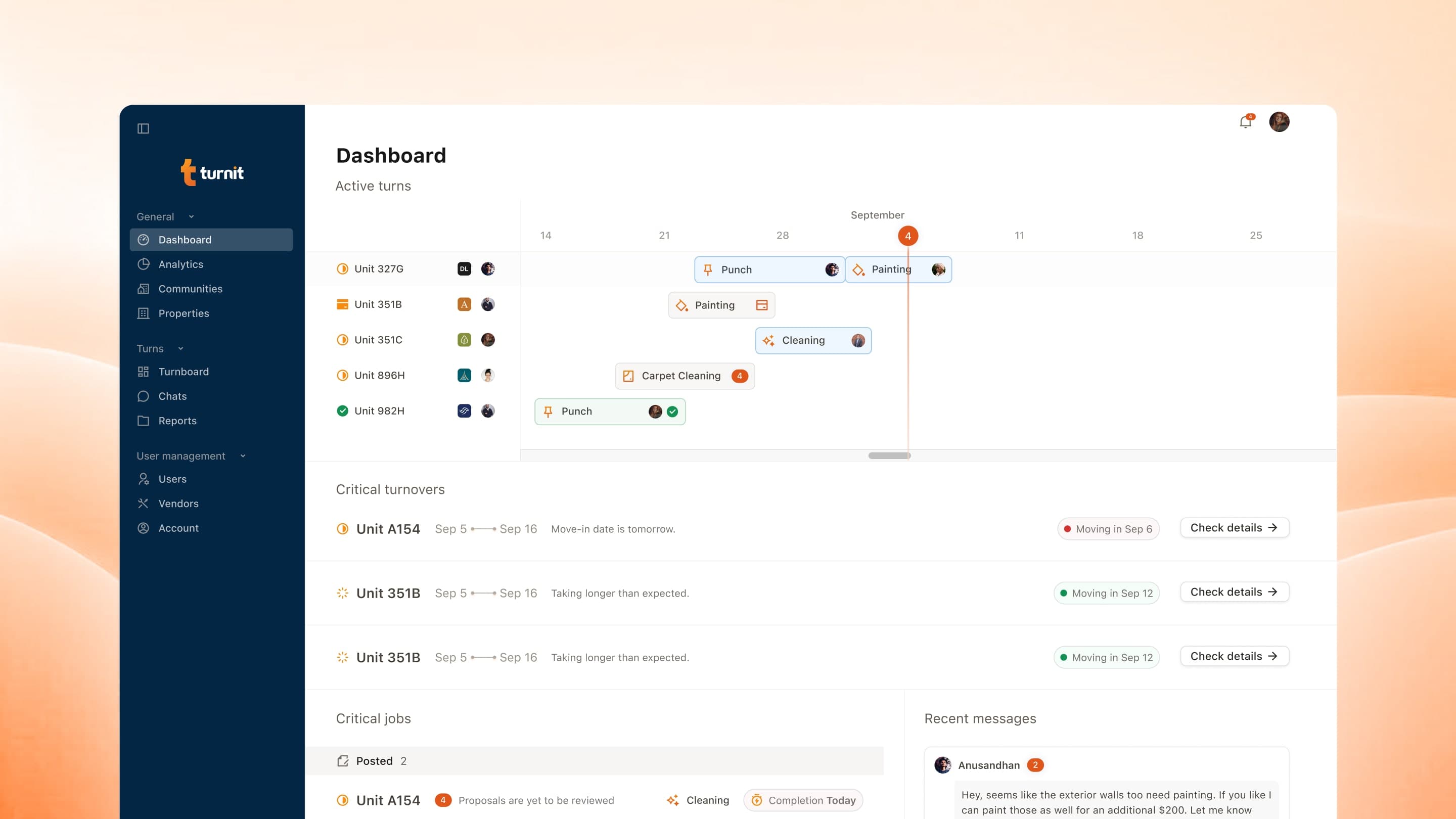 Turnit dashboard preview