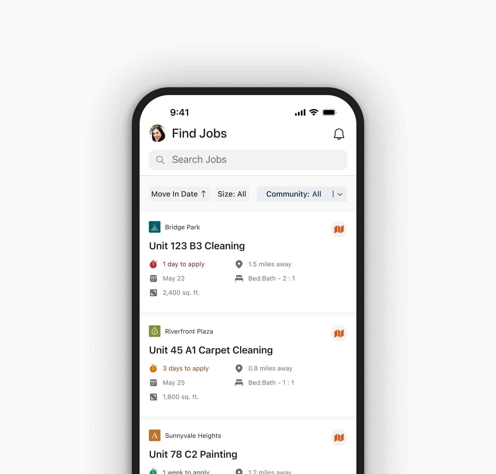 Jobs page in Turnit vendor app