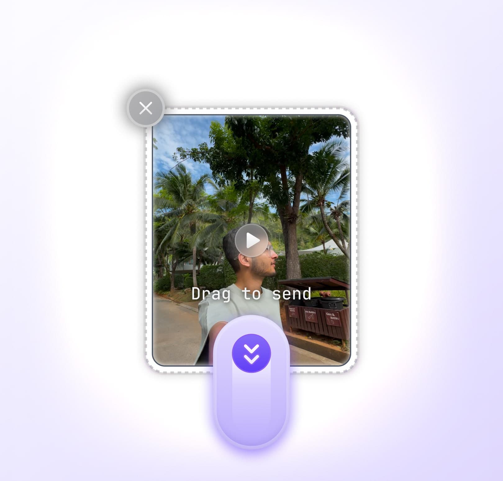 Drag and release to send interface in waffle